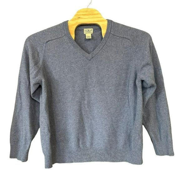 L.L. Bean Light Blue 100% Lambs Wool V-Neck Pullover Sweater Mens XL - Picture 1 of 5